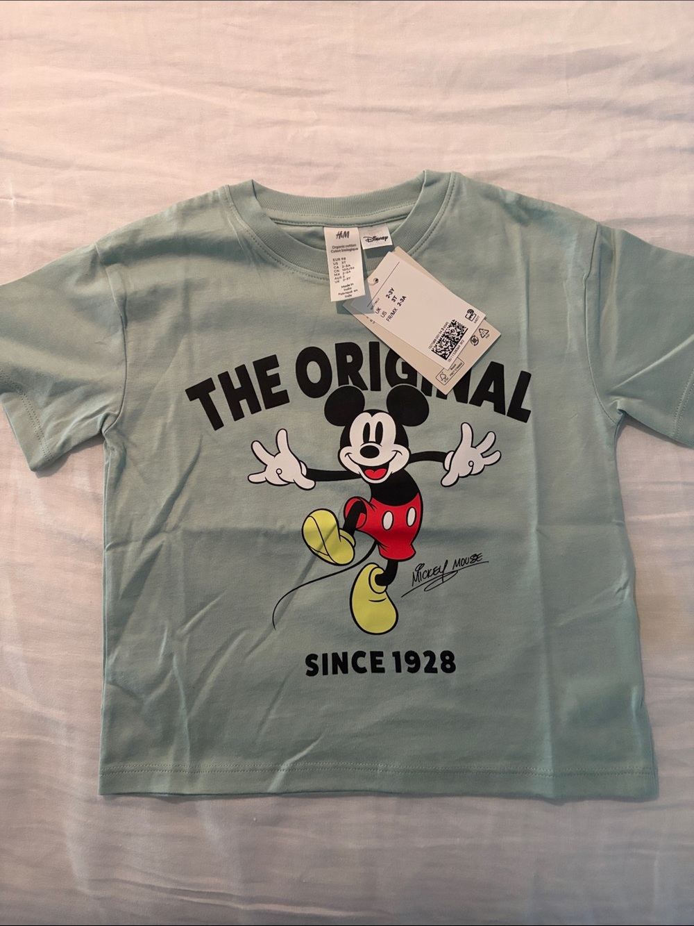 H&M Light Mint Mickey Mouse Graphic Tee